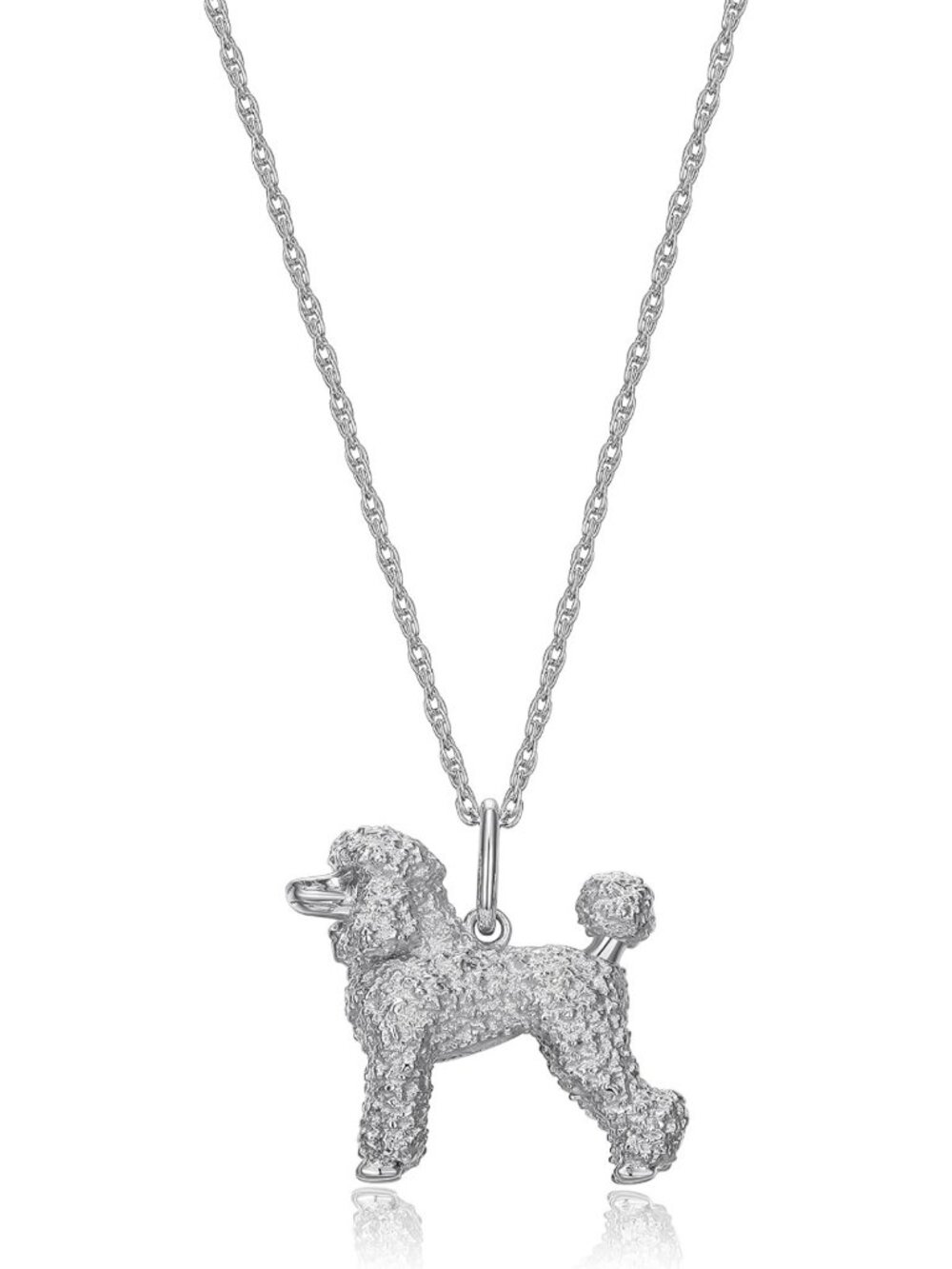 18in Silver Rhodium Plated Dog Breed Charm Necklace - Perfect Gift for Pet